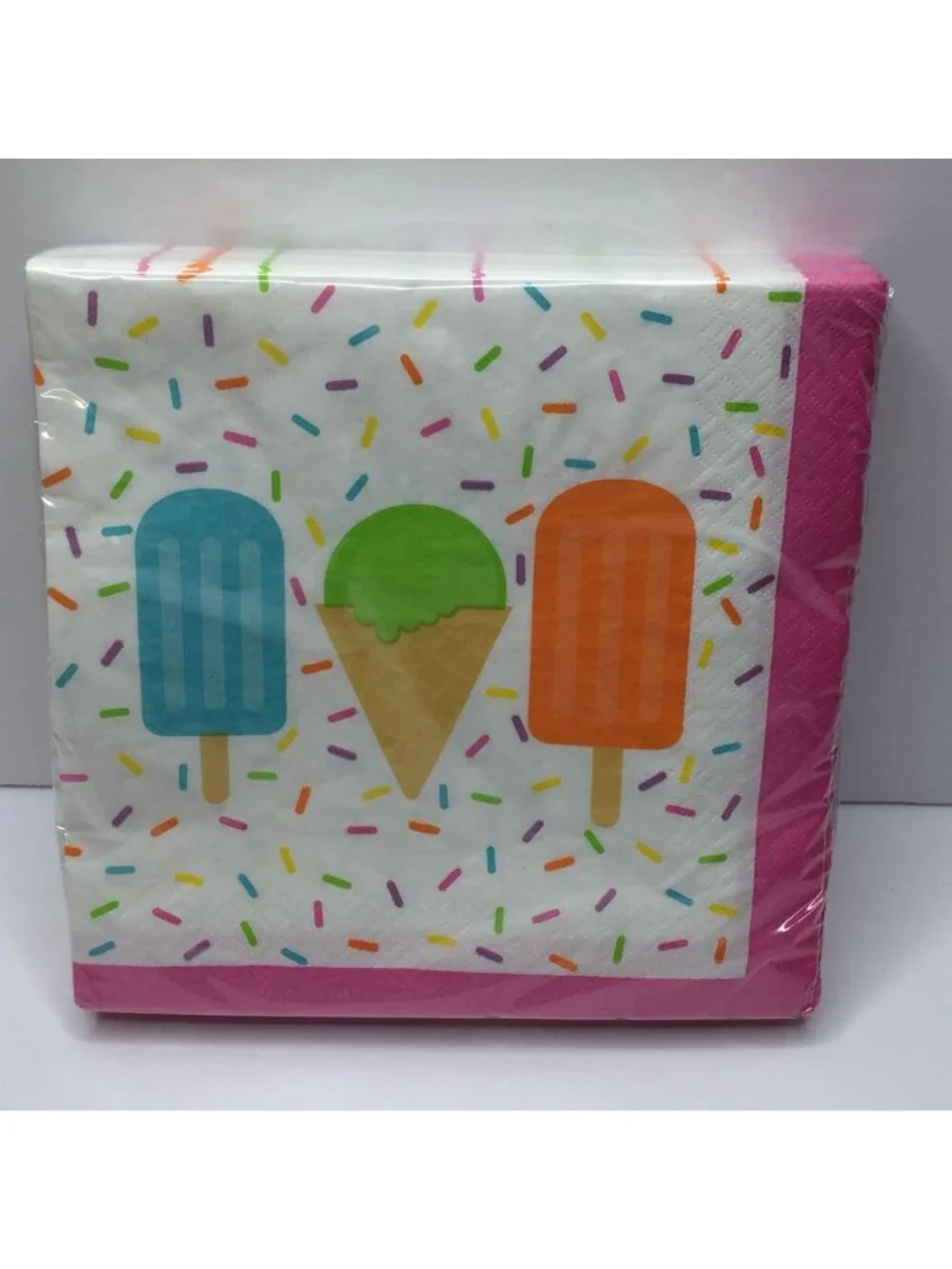 Ice Cream Napkins Set 80 Cone Popsicle Confetti Pink 12